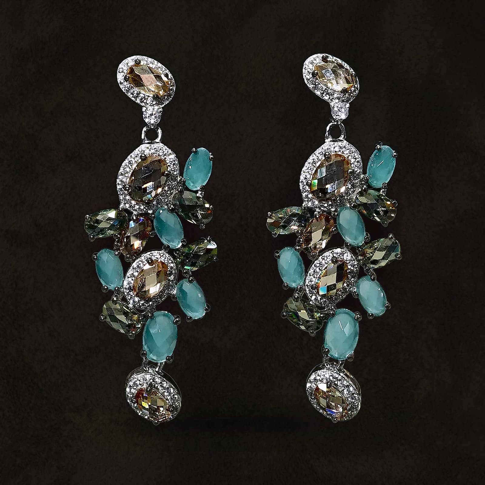 Aqua Blossom Drop Earring