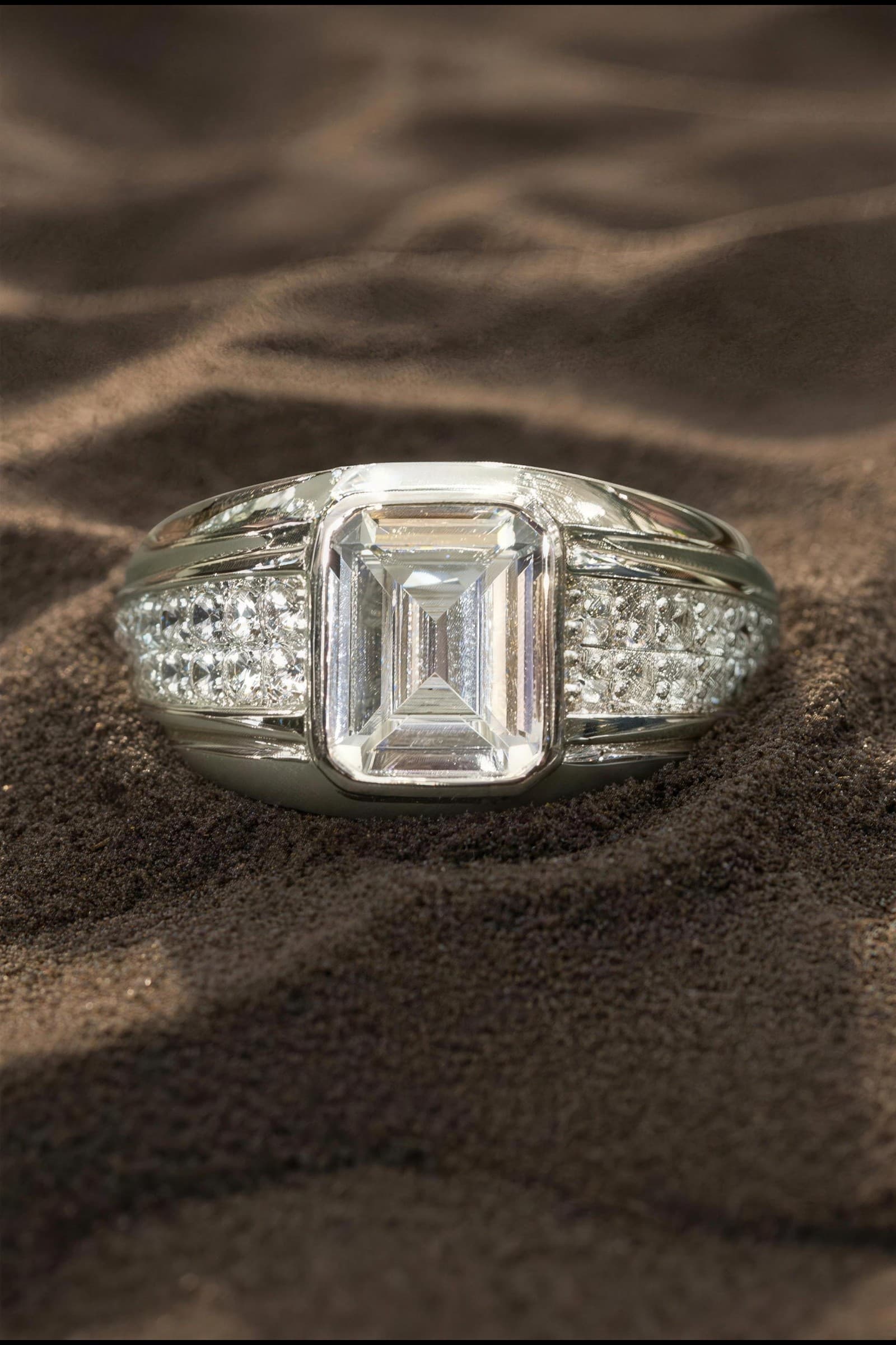 Emerald Cut Halo Ring