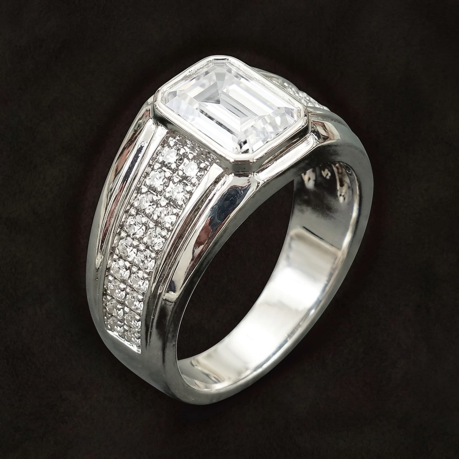 Emerald Cut Halo Ring