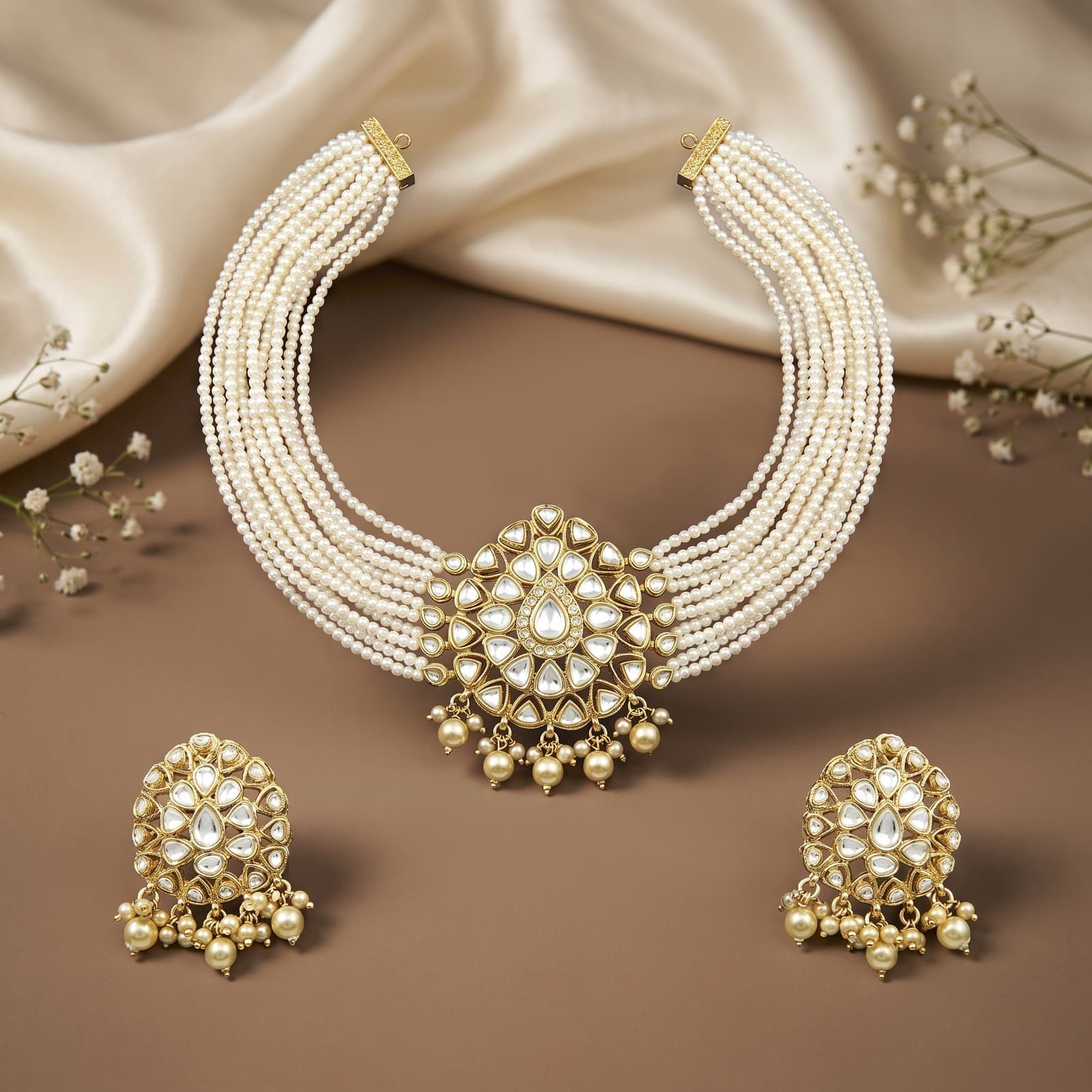 Royal Pearl Kundan Choker Set